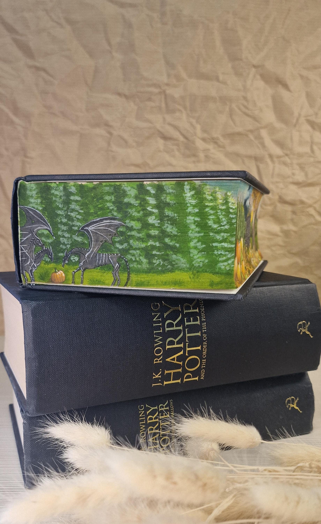 Custom Unique Handpainted HP Hardback Paperback Book Fore-Edge Painting For Wizarding World Lovers