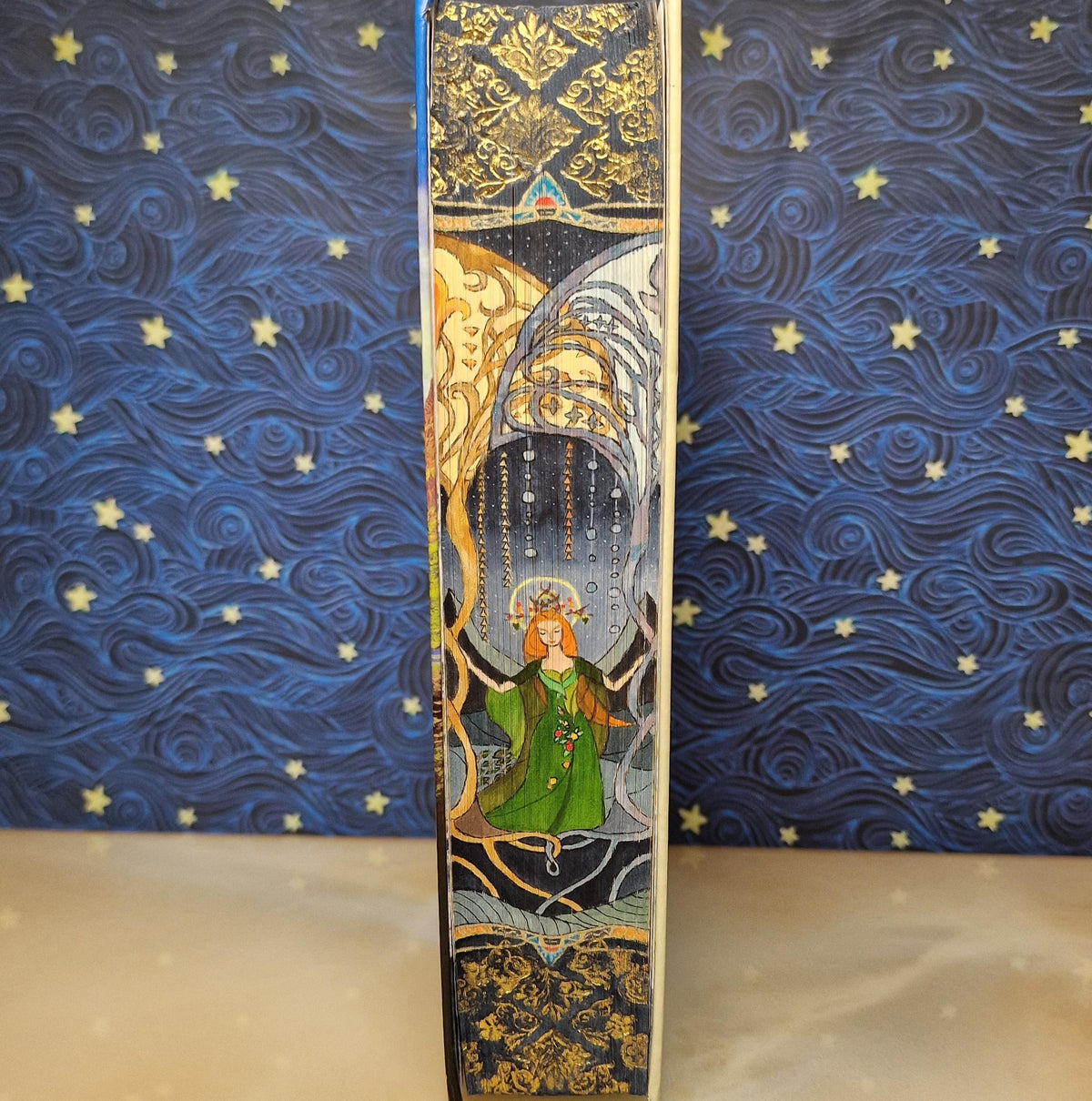 Pre-order Handpainted Silmarillion Hardback Book by J.R.R. Tolkien With Guaffered Edge (Embossed Pattern)
