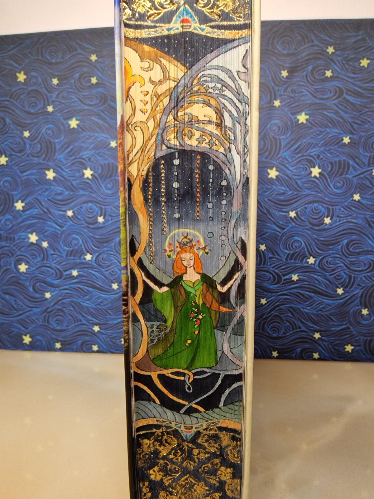 Pre-order Handpainted Silmarillion Hardback Book by J.R.R. Tolkien With Guaffered Edge (Embossed Pattern)