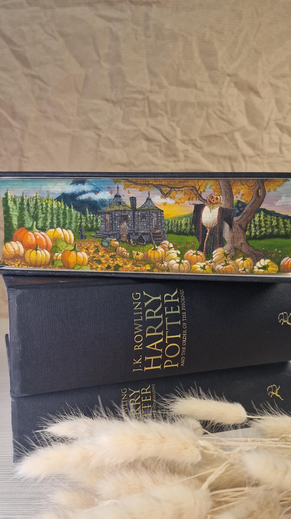 Custom Unique Handpainted HP Hardback Paperback Book Fore-Edge Painting For Wizarding World Lovers