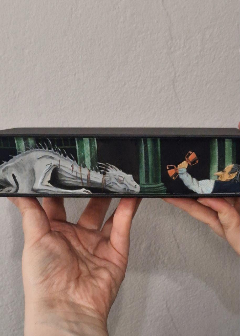 Custom Unique Handpainted HP Hardback Paperback Book Fore-Edge Painting For Wizarding World Lovers