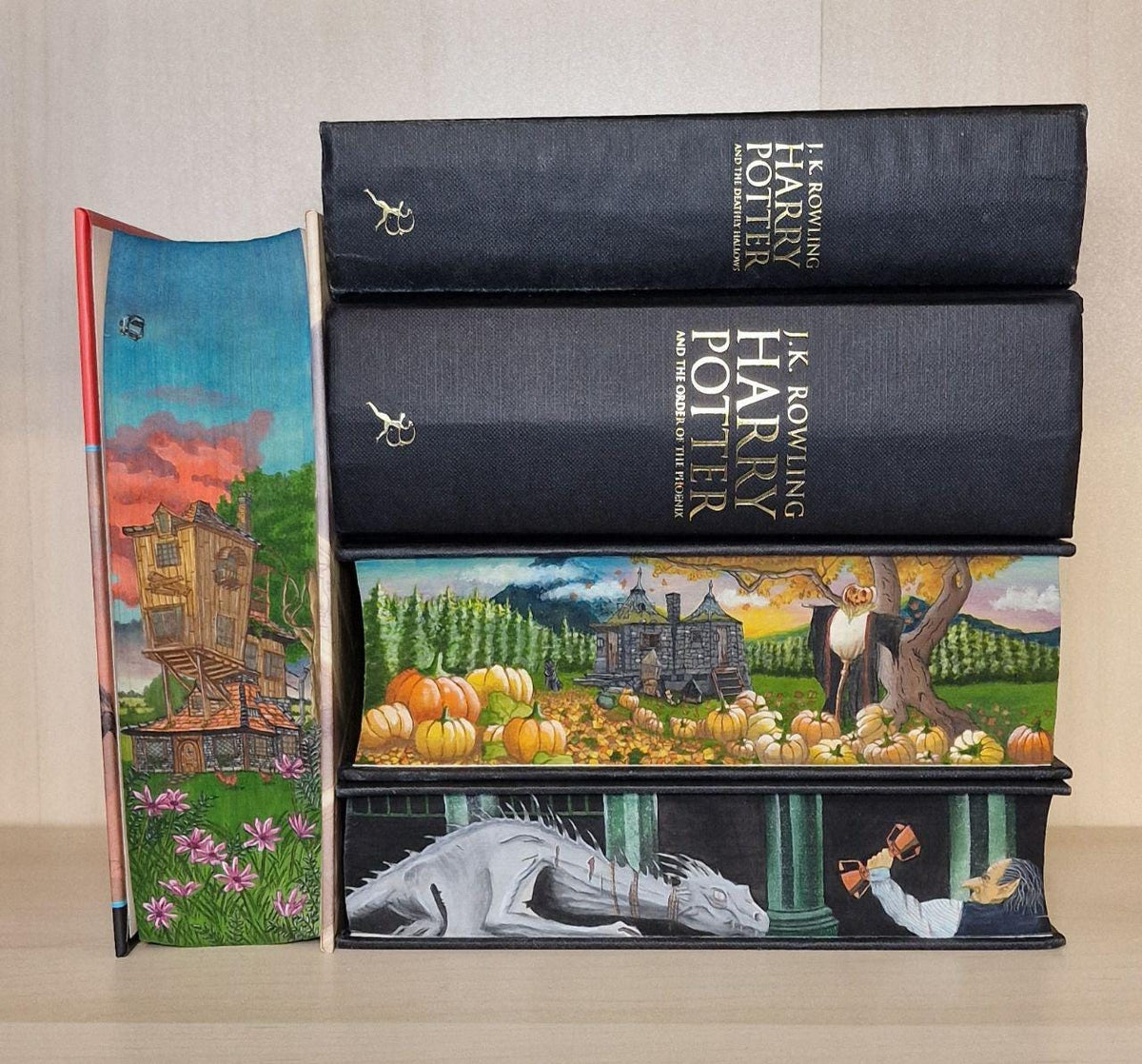 Custom Unique Handpainted HP Hardback Paperback Book Fore-Edge Painting For Wizarding World Lovers