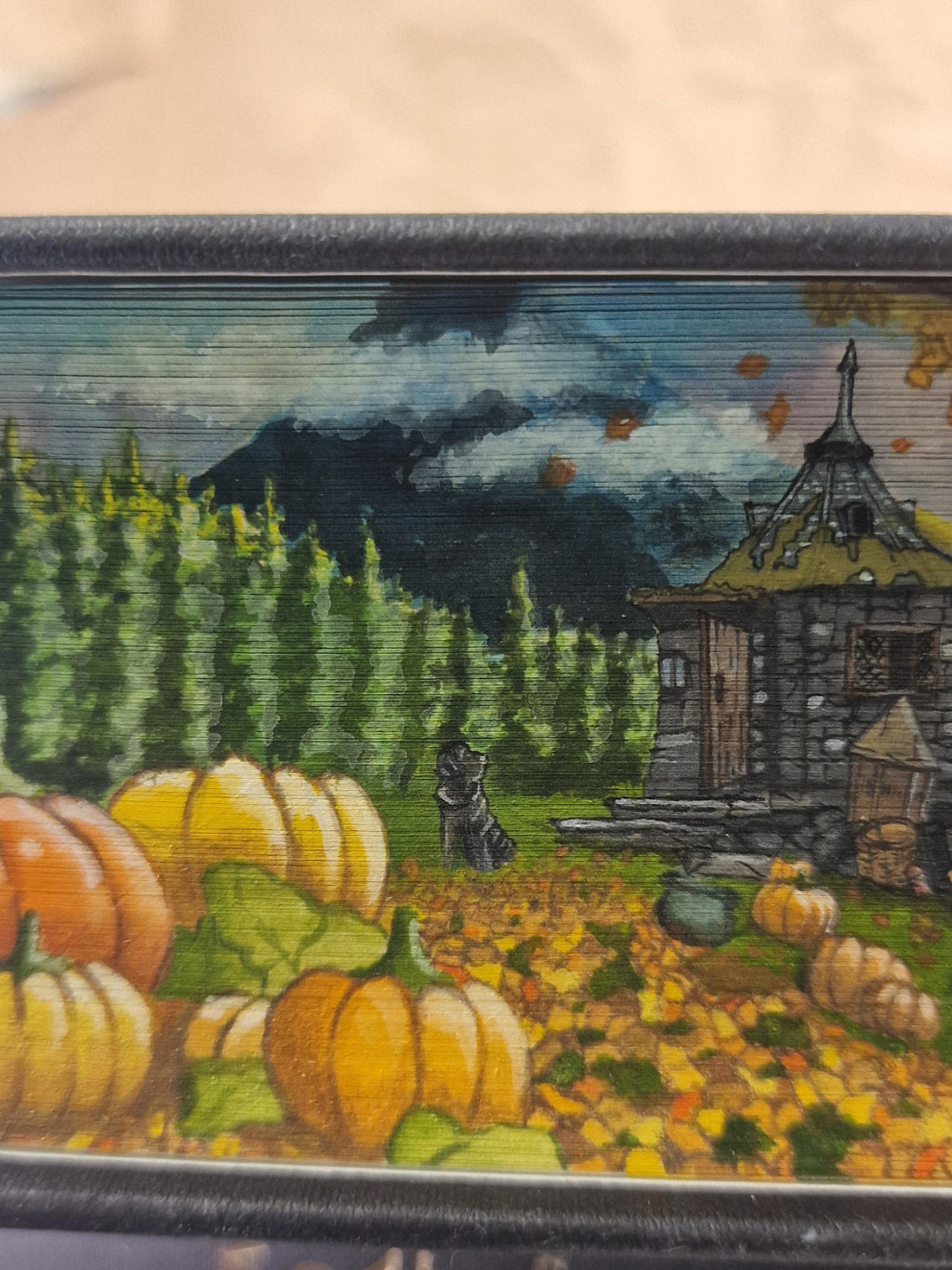 Made to Order Hardback Fore-Edge Painted HP Book, Hagrid's Hut, Thestrals, Halloween, Autumn Theme