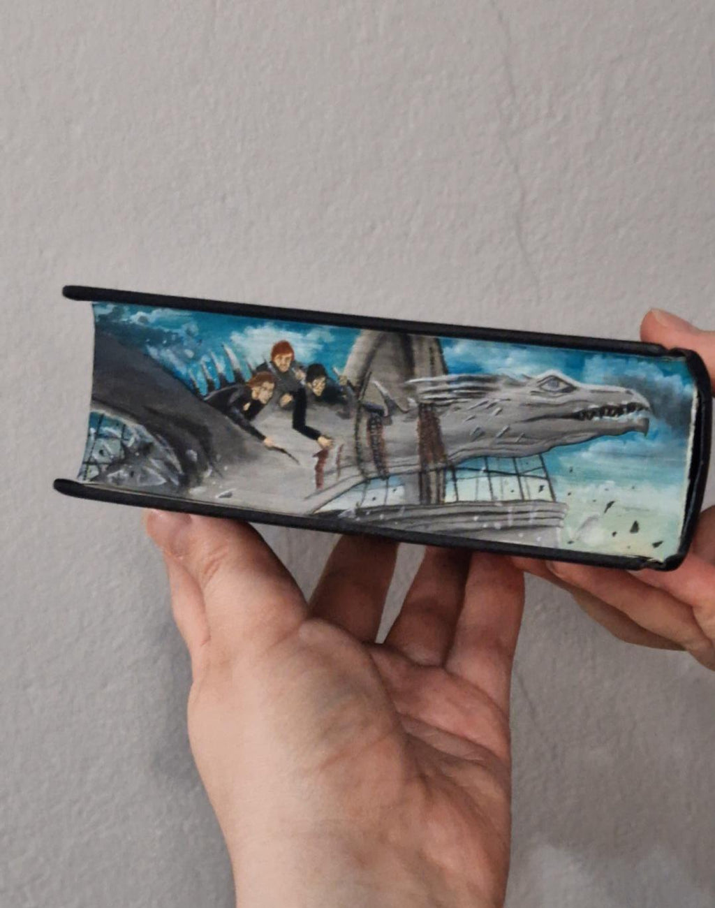 Custom Unique Handpainted HP Hardback Paperback Book Fore-Edge Painting For Wizarding World Lovers