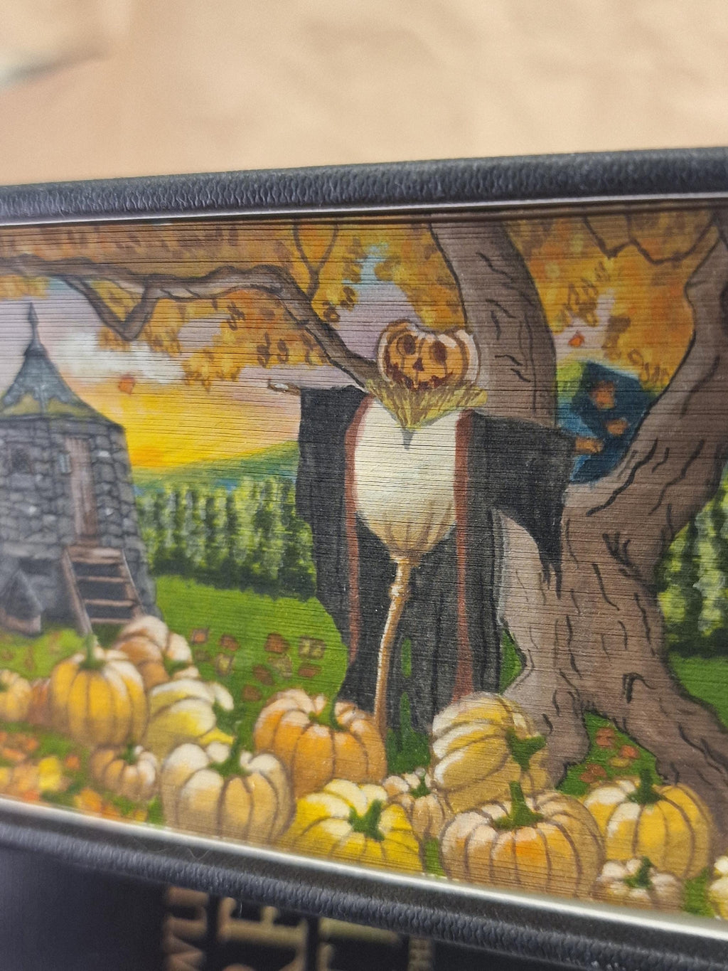 Made to Order Hardback Fore-Edge Painted HP Book, Hagrid's Hut, Thestrals, Halloween, Autumn Theme